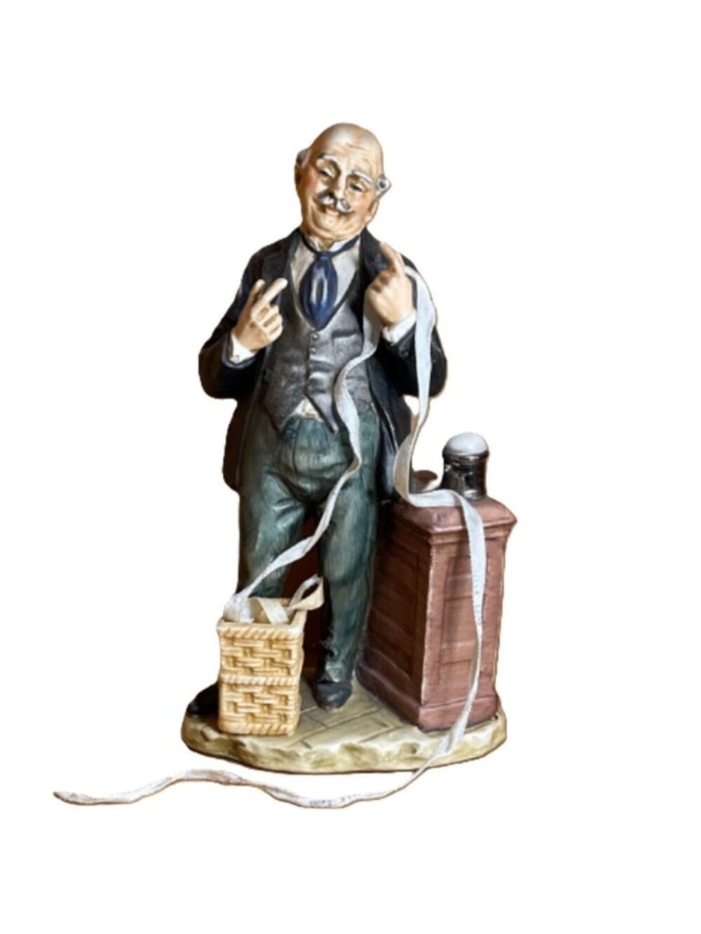 Vintage Tilso Japan Porcelain Stockbroker Figurine Ticker Tape Tycoon 8.5"